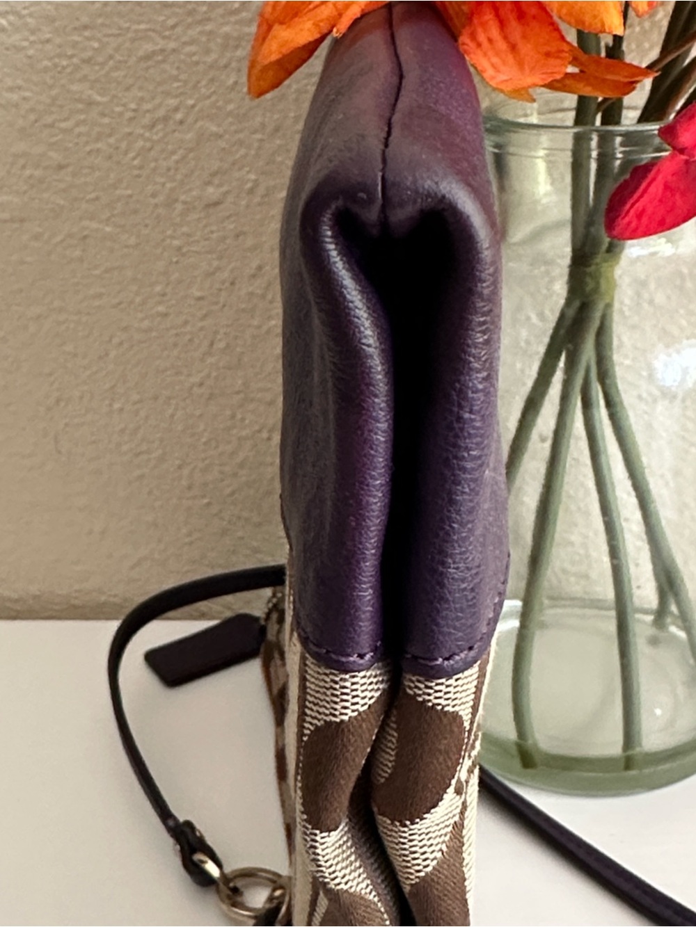 Coach Signature Canvas Shoulder Bag in Brown and Purple - Picture 11 of 13